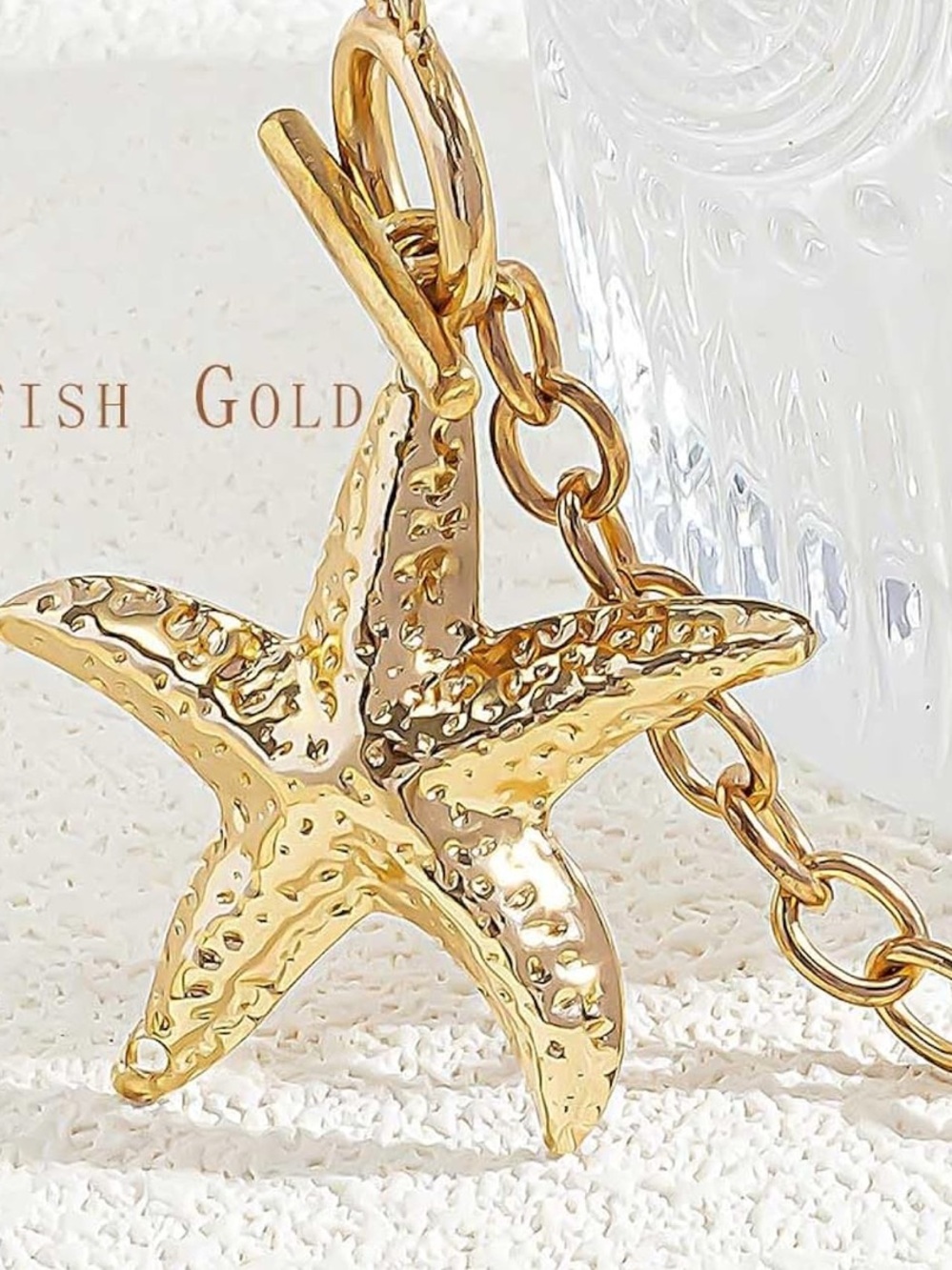 Anthropologie Gold Starfish and White Shell Toggle Necklace - Picture 3 of 4